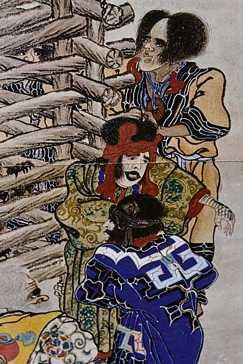 De grote leiders van de achttiende-eeuwse Ainu: Itokoi en Shinichi uit Akkeshi, Chosama uit Uraashibetsu en Shonko uit Noshappu, in het bijzonder, illustratie door Fosco Maraini