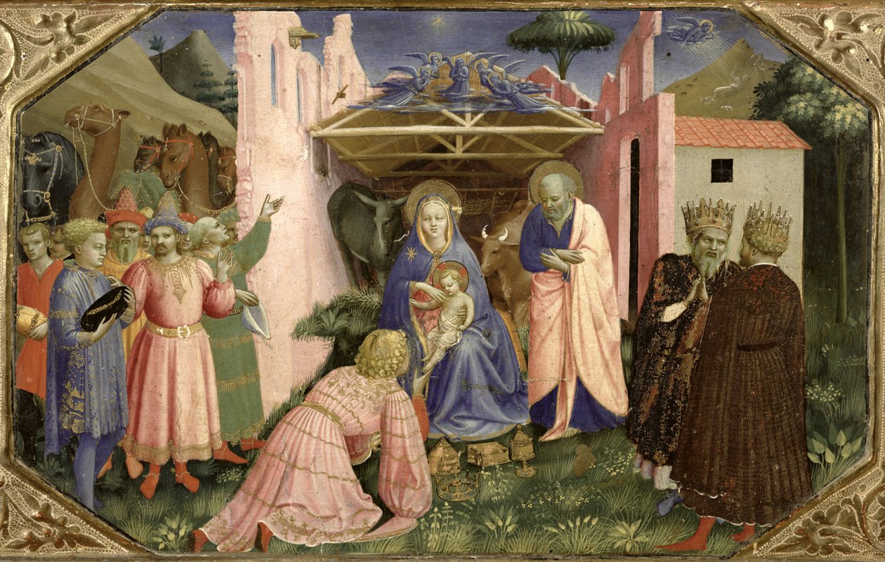 Aanbidding der Wijzen, van de predella van het Annunciatie Altaarstuk, ca. 1430-32 door Fra Angelico