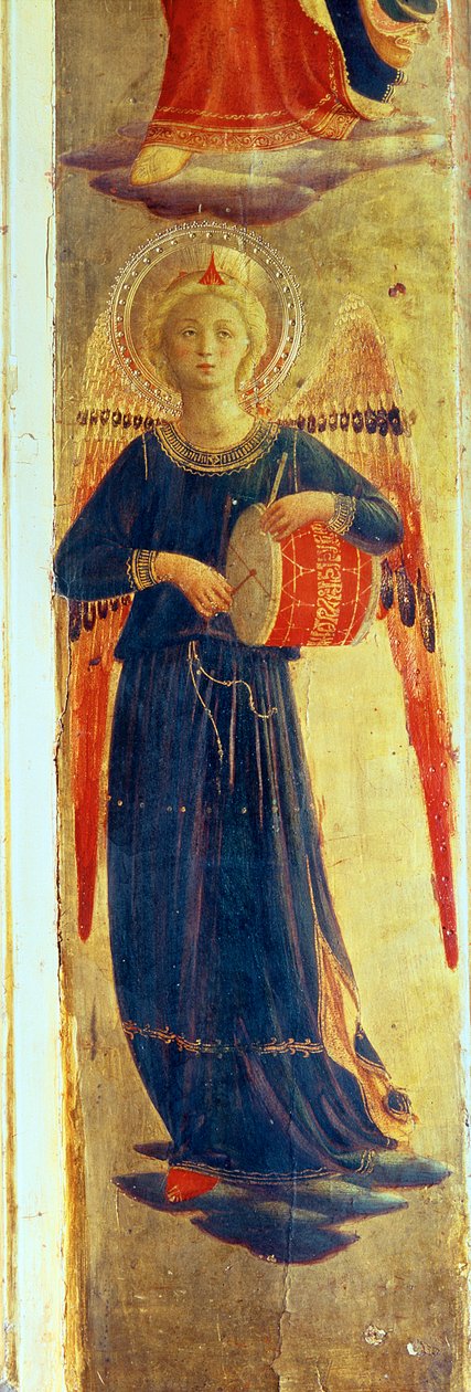 Engel die een trommel slaat uit het Linaiuoli-drieluik, 1433 (detail) door Fra Angelico