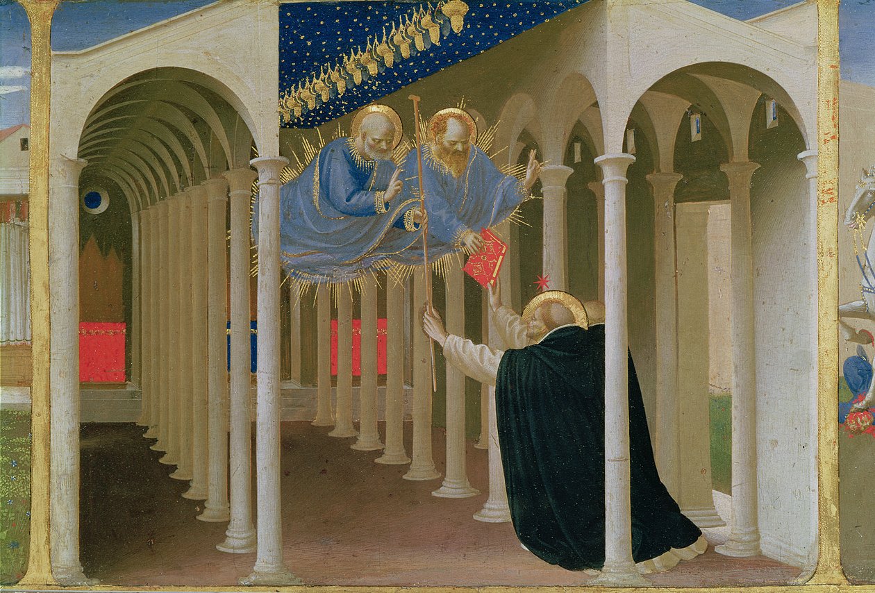 Verschijning van SS. Petrus en Paulus aan St. Dominicus, van het predellapaneel van de Kroning van de Maagd, ca. 1430-32 door Fra Angelico