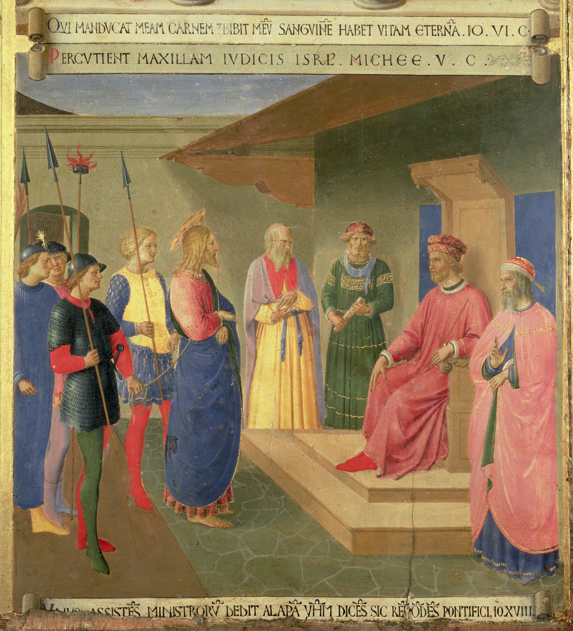 Christus Voor Kajafas (detail) door Fra Angelico