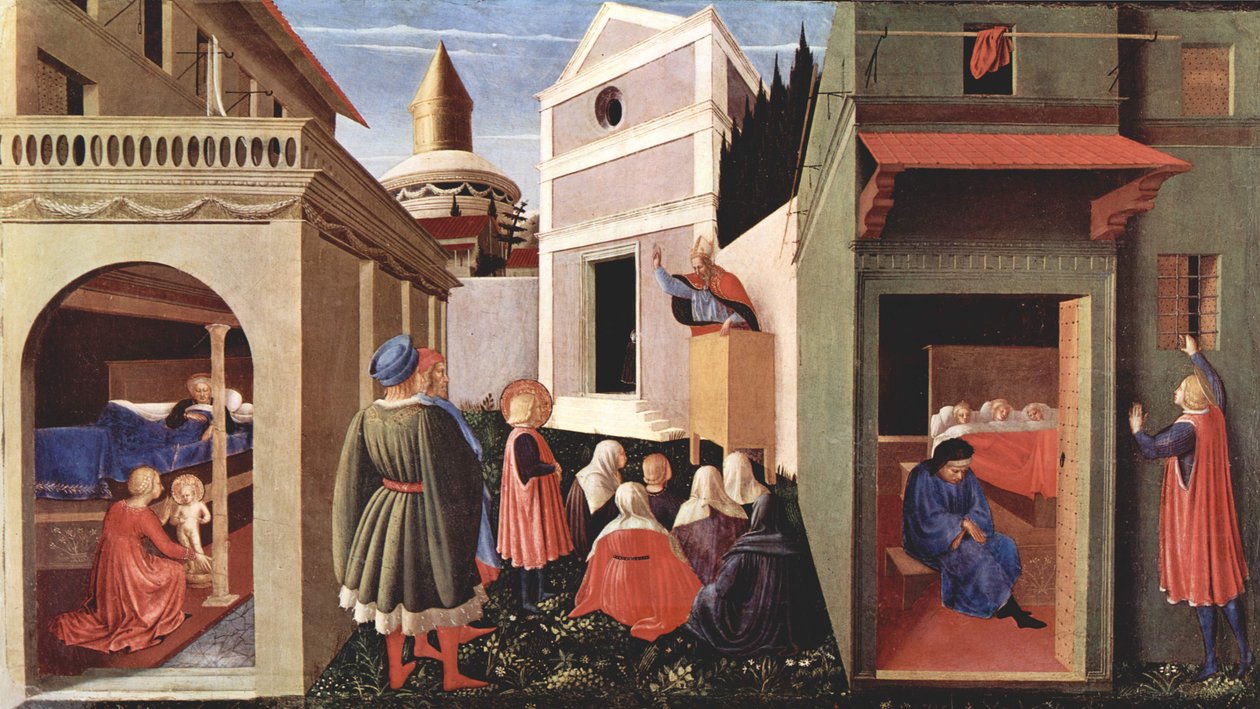 Predellapaneel van het triptiek van San Domenico in Perugia over het leven van St. Nicolaas van Bari, scène door Fra Angelico