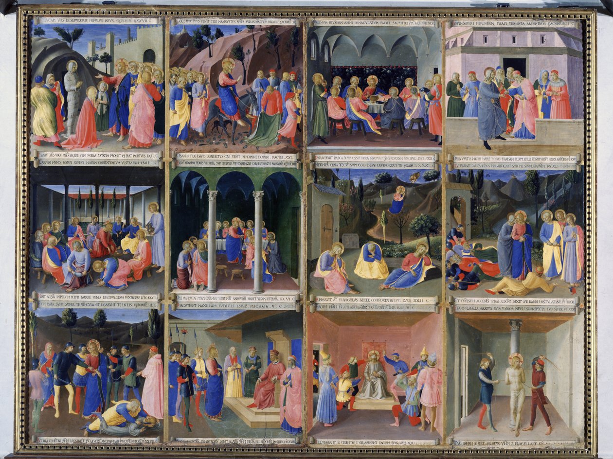 Scènes uit het Leven van Christus, paneel drie van de Zilveren Schatkamer van Santissima Annunziata, ca. 1450-53 door Fra Angelico
