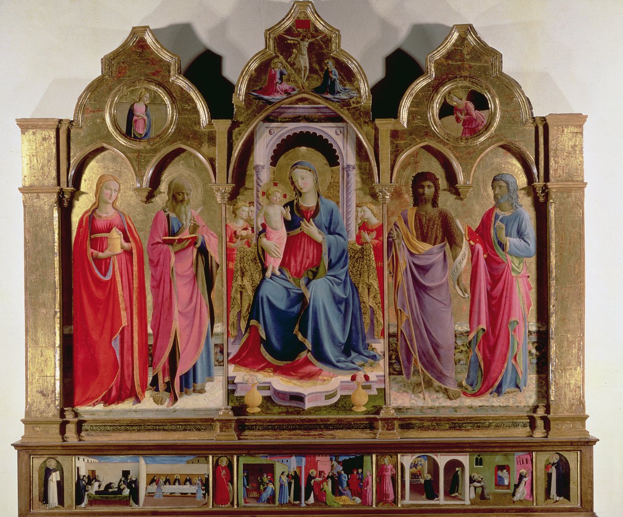 Maagd en kind op de troon met vier engelen, St. Marcus, St. Johannes de ...
