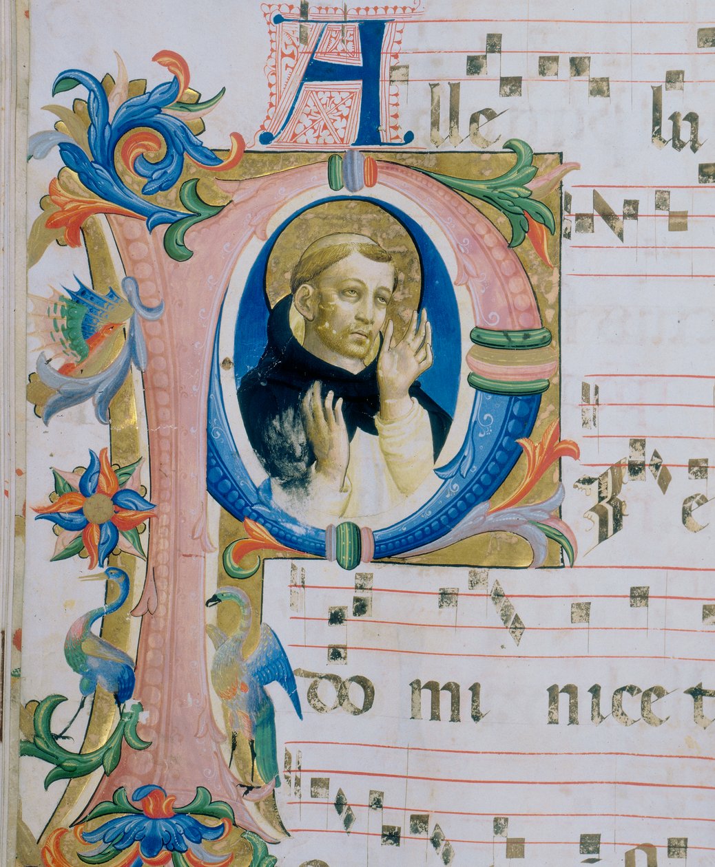 Een Dominicaanse heilige. Geïllustreerde miniatuur in een Missaal (c. 9, verso) door Fra  Angelico