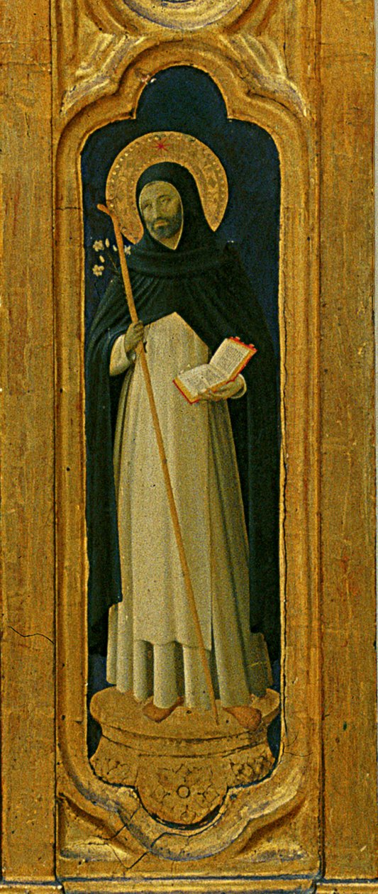 Detail van Santa Trinita Altaarstuk, lijst en pinakels door Lorenzo Monaco (Piero di Giovanni) voltooid rond 1434 door Fra  Angelico