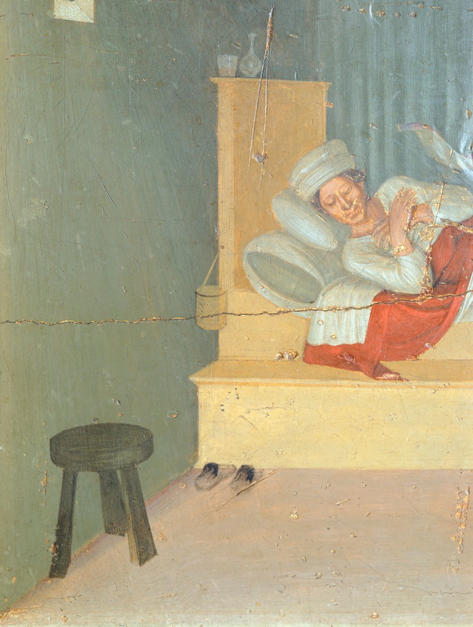 Genezing van diaken Justinianus, predella-afbeeldingen die het verhaal van Sint Cosmas en Sint Damianus van het San Marco Altaarstuk door Giovanni da Fiesole bekend als Fra Angelico (detail) door Fra (c.1387 1455) Angelico