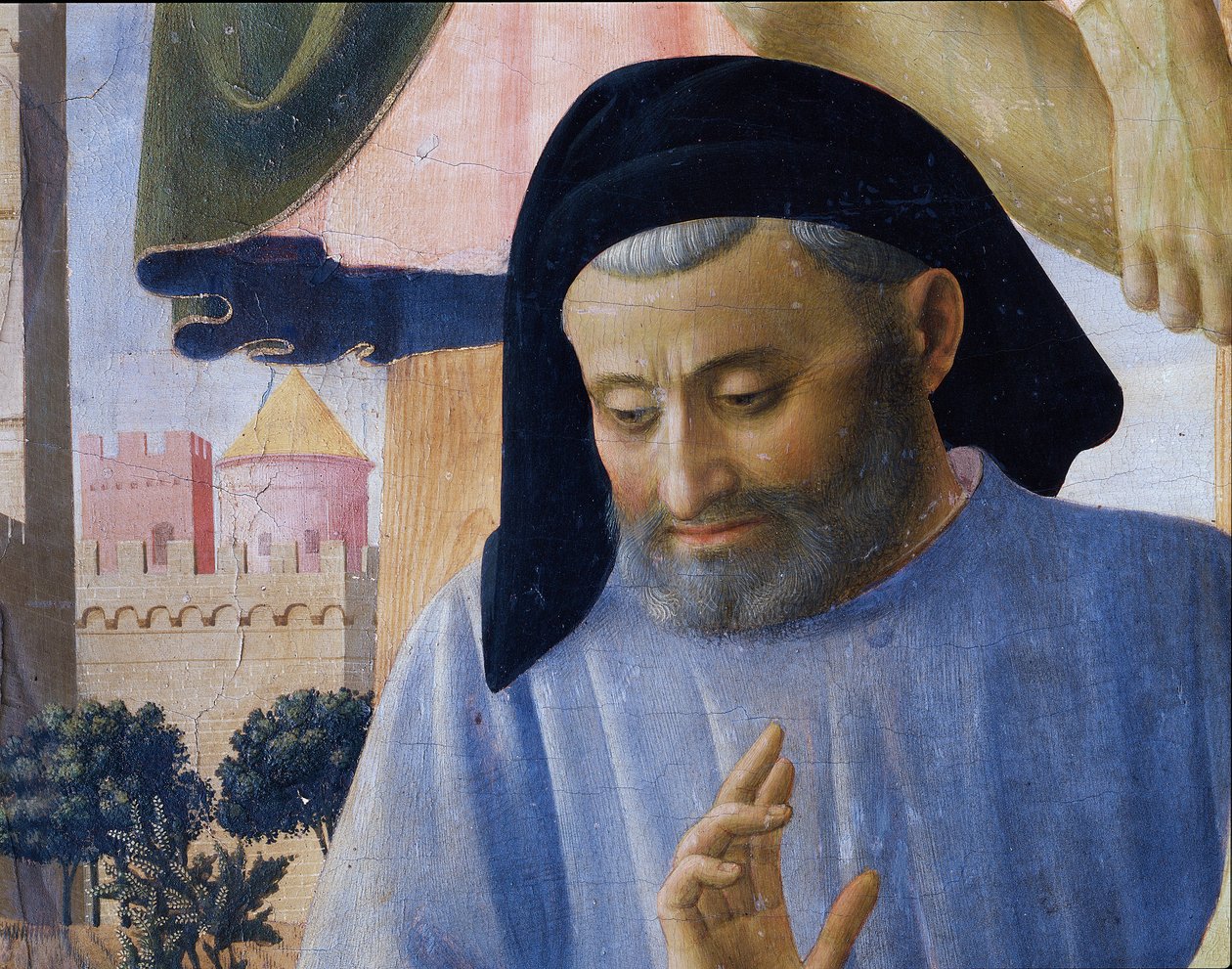Vermoedelijk portret van de architect Michelozzo Michelozzi (detail) door Fra  Angelico