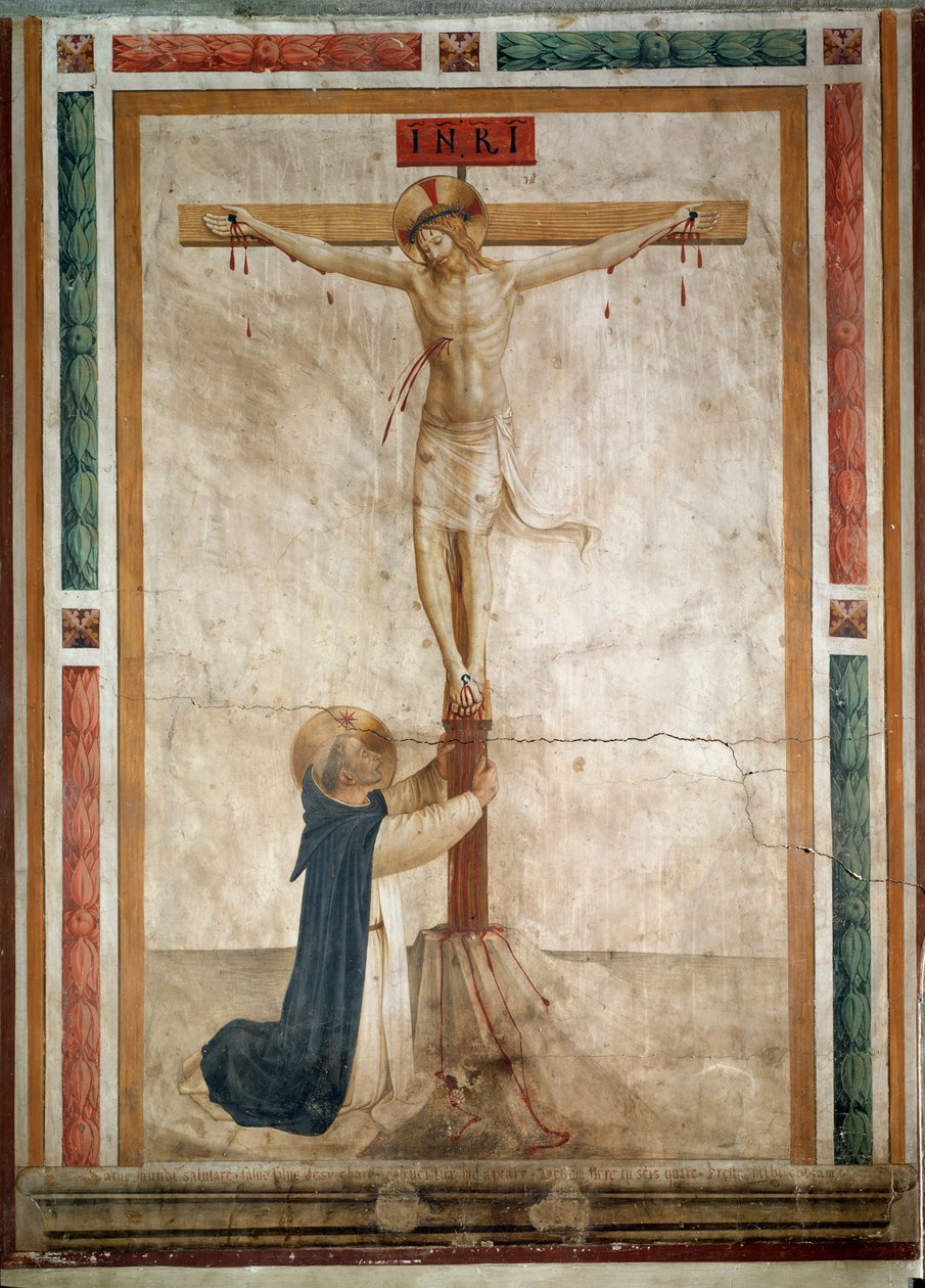 St. Dominic aan de voet van het kruis door Fra  Angelico