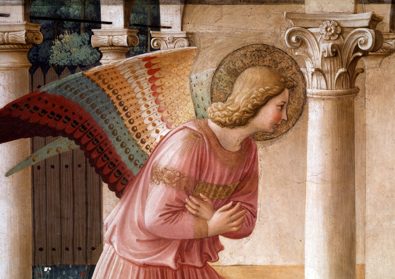 De Annunciatie, detail van de Aartsengel Gabriël door Fra  Angelico