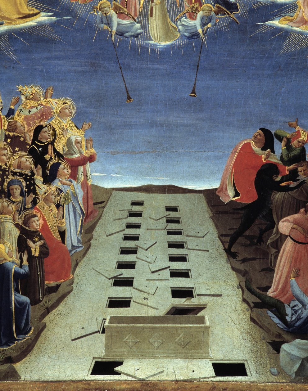 Het Laatste Oordeel: Detail van de Open Graven door Fra  Angelico
