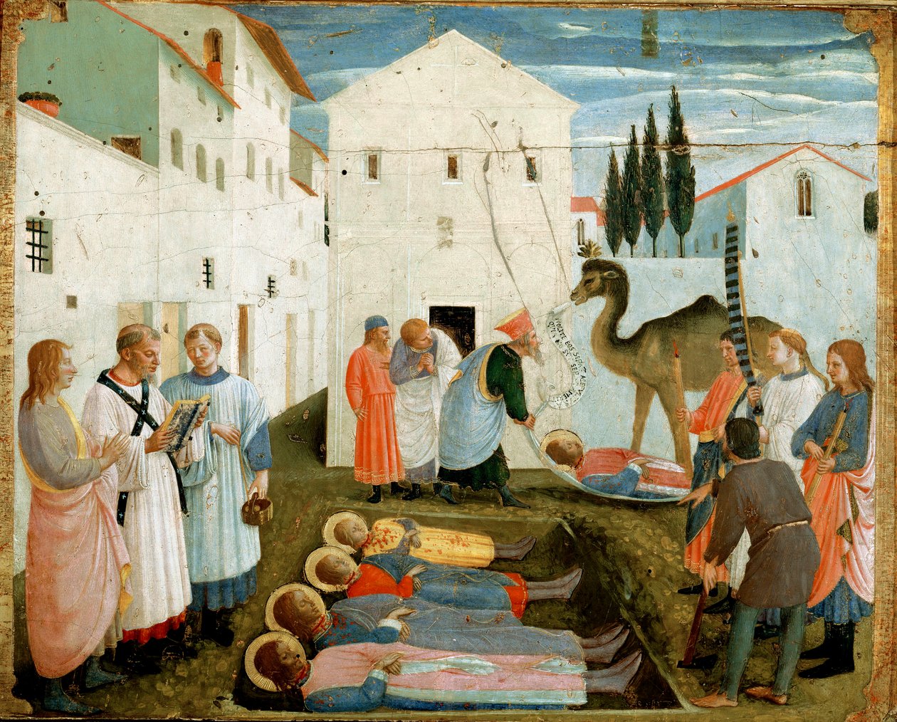 De begrafenis van de heiligen Cosmas en Damianus door Fra  Angelico