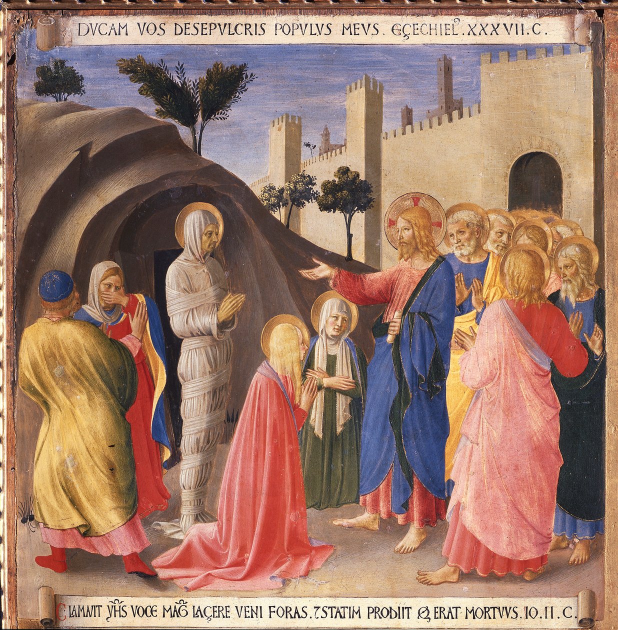 De opstanding van Lazarus. Leven van Christus, Armadio degli Argenti door Fra  Angelico