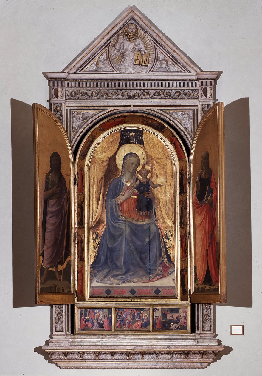 Maagd met kind. Open Tabernakel van de Linaioli door Fra  Angelico