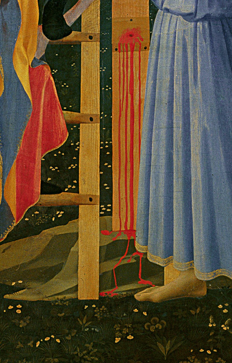 (detail) Altaarstuk van Santa Trinita, lijst en pinakels door Lorenzo Monaco door Fra Angelico