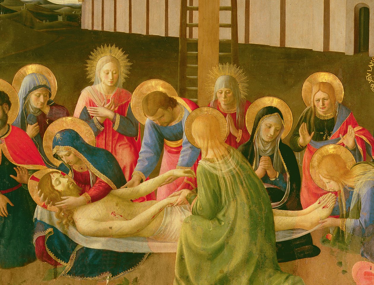 Rouw over de dode Christus, 1436-41 (detail) door Fra Angelico
