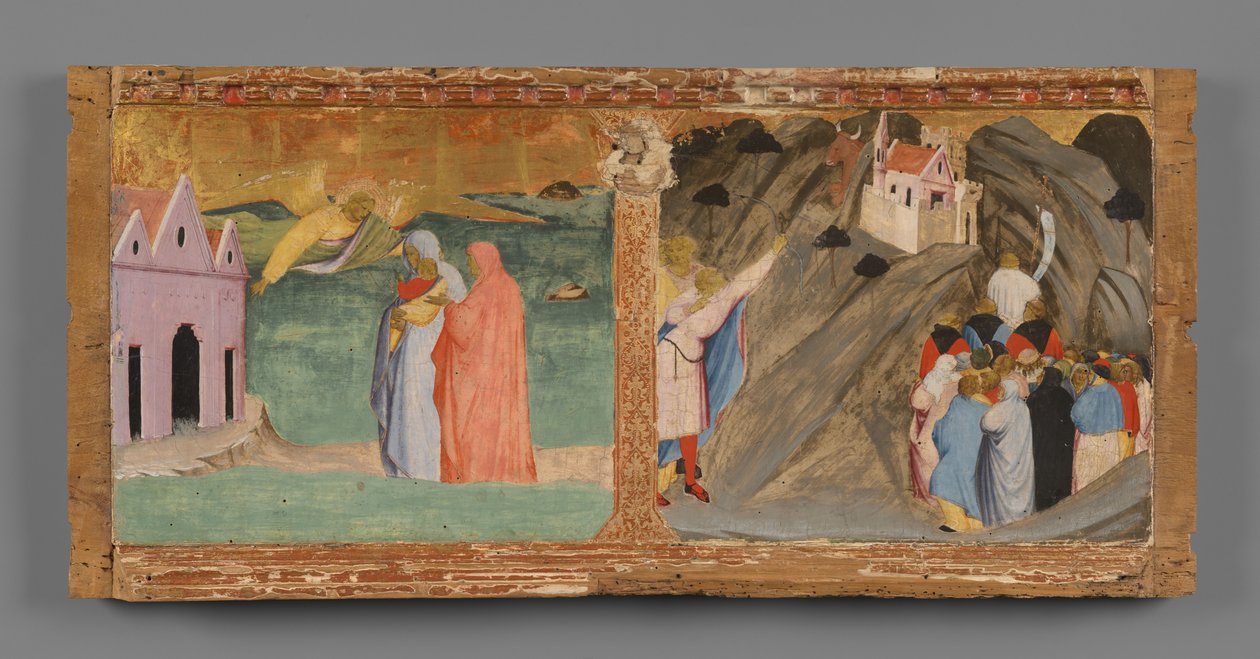 Predella: Zwei Szenen aus der Legende des Heiligen Michael door Fra Angelico