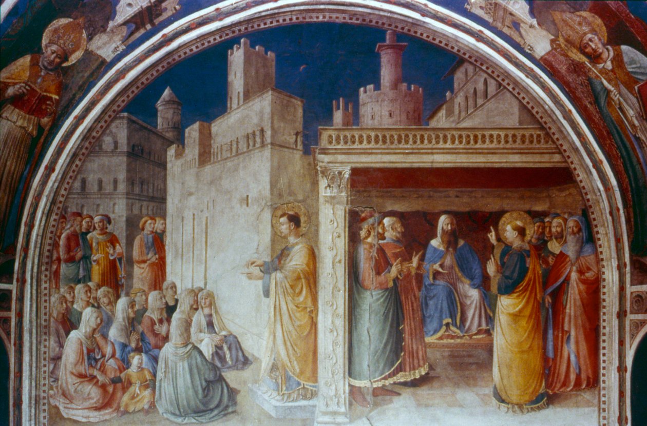 St. Stefanus Prediking, midden 15e eeuw door Fra Angelico