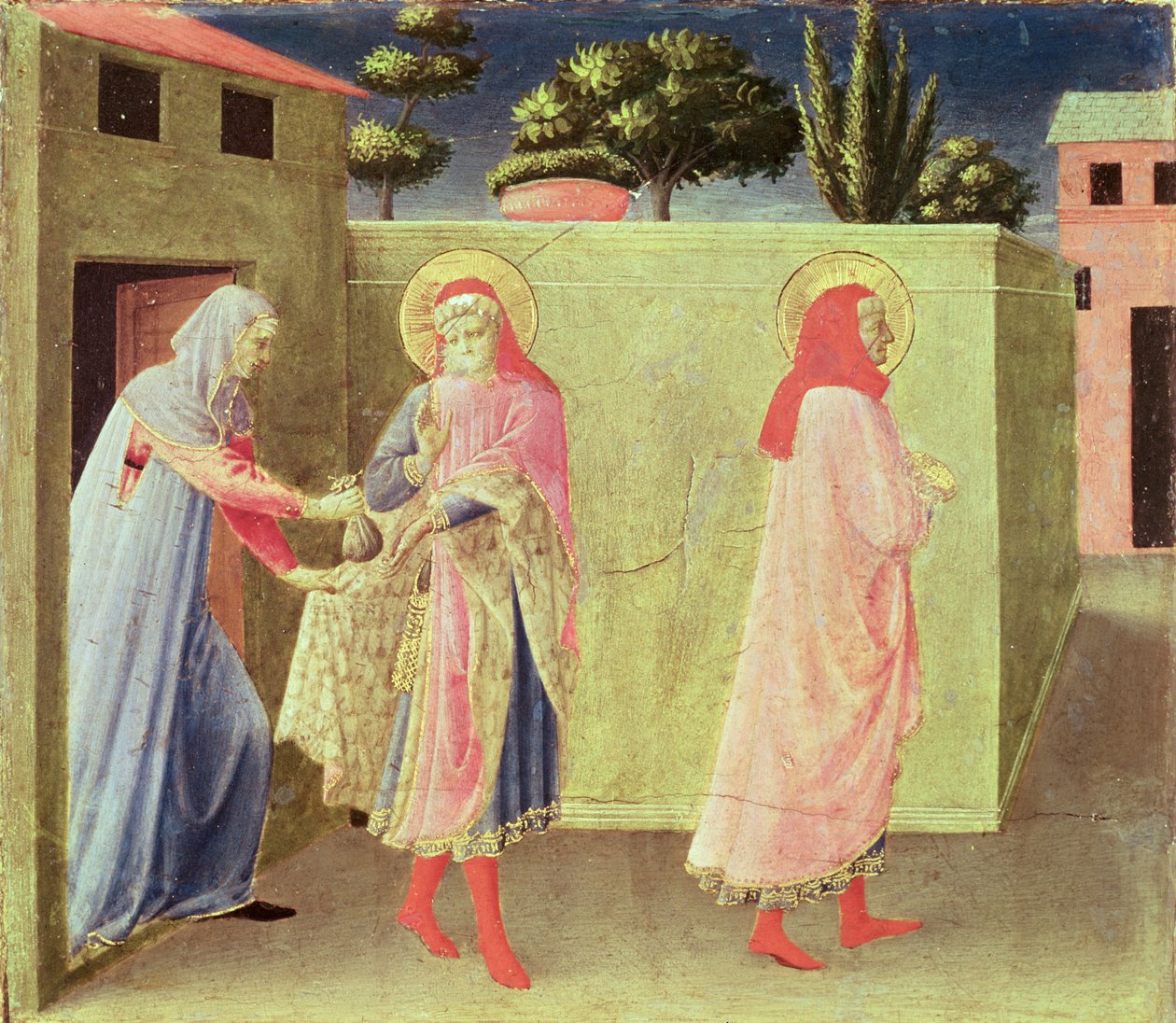 De genezing van Palladia door SS. Cosmas en Damian, predella van het Annalena Altaarstuk, 1434 door Fra Angelico
