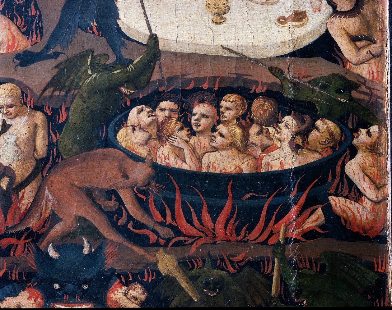 Het Laatste Oordeel: Hel - De zielen van de verdoemden onderworpen aan marteling in de kringen van de Hel, 1432-1435 door Fra Angelico