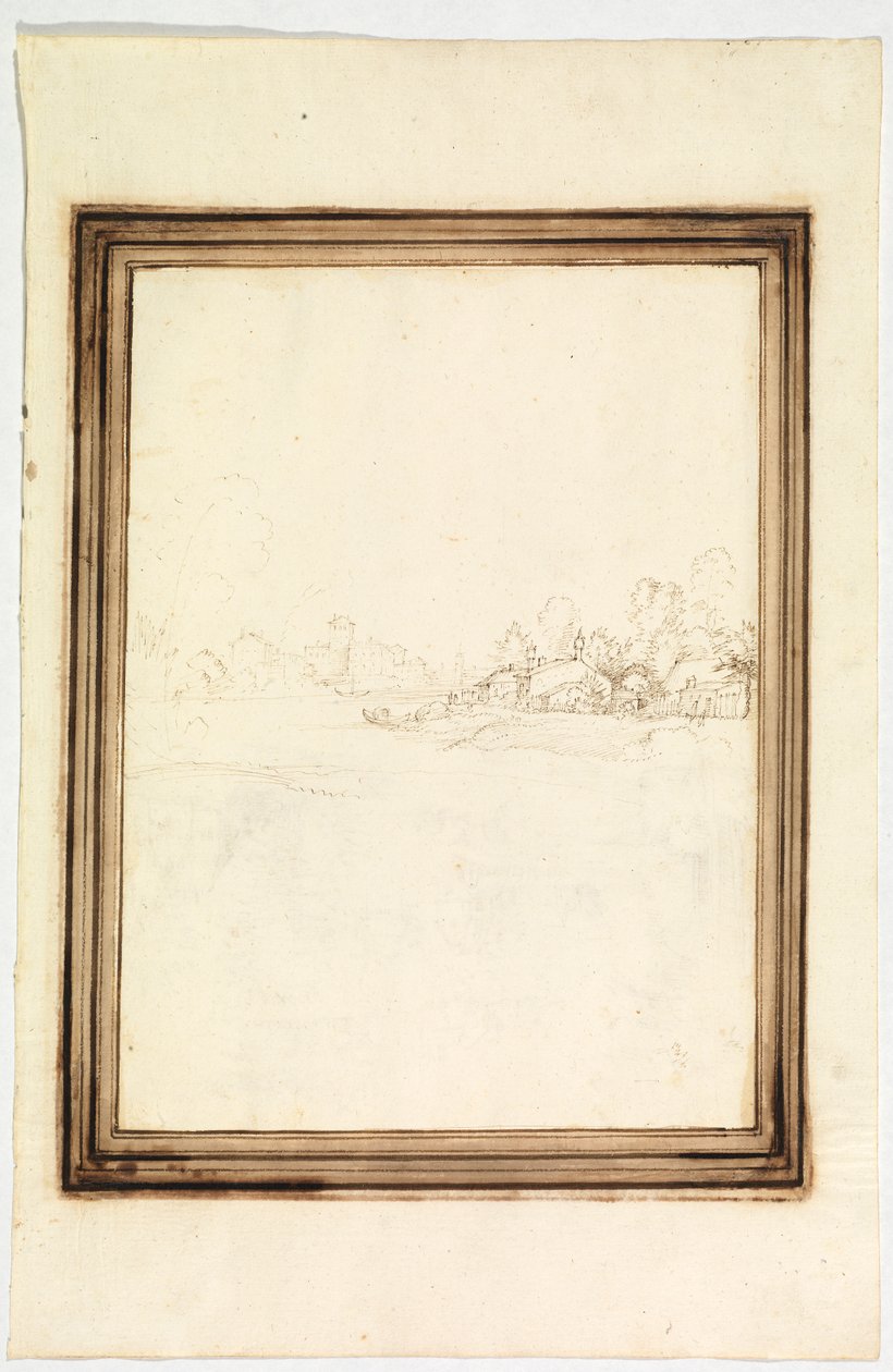 Stad aan de oevers van een rivier door Fra Bartolomeo