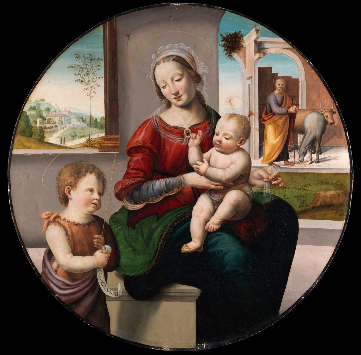 De Heilige Familie met de heilige Johannes de Doper door Fra Bartolommeo