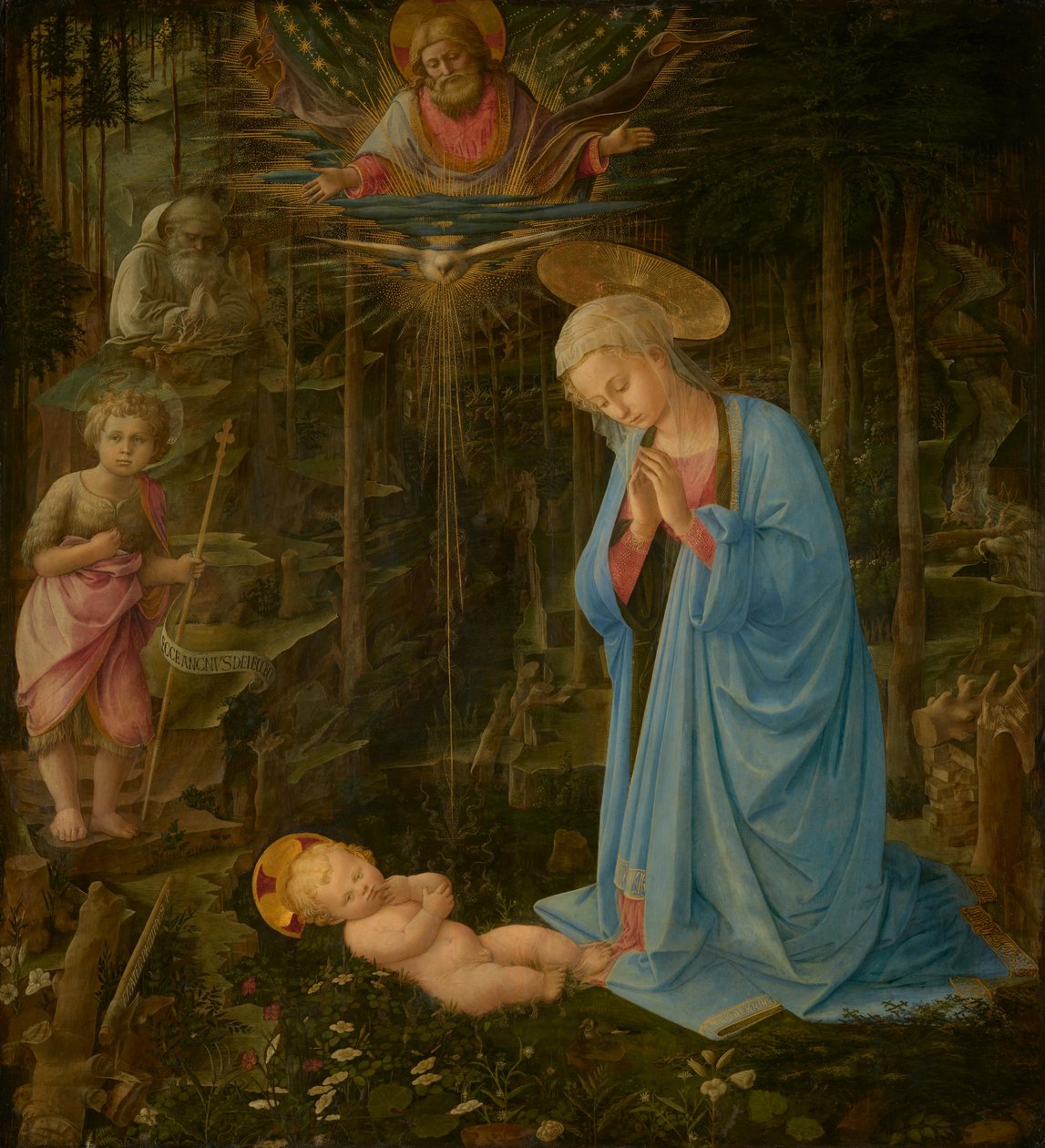 De aanbidding in het bos door Fra Filippo Lippi