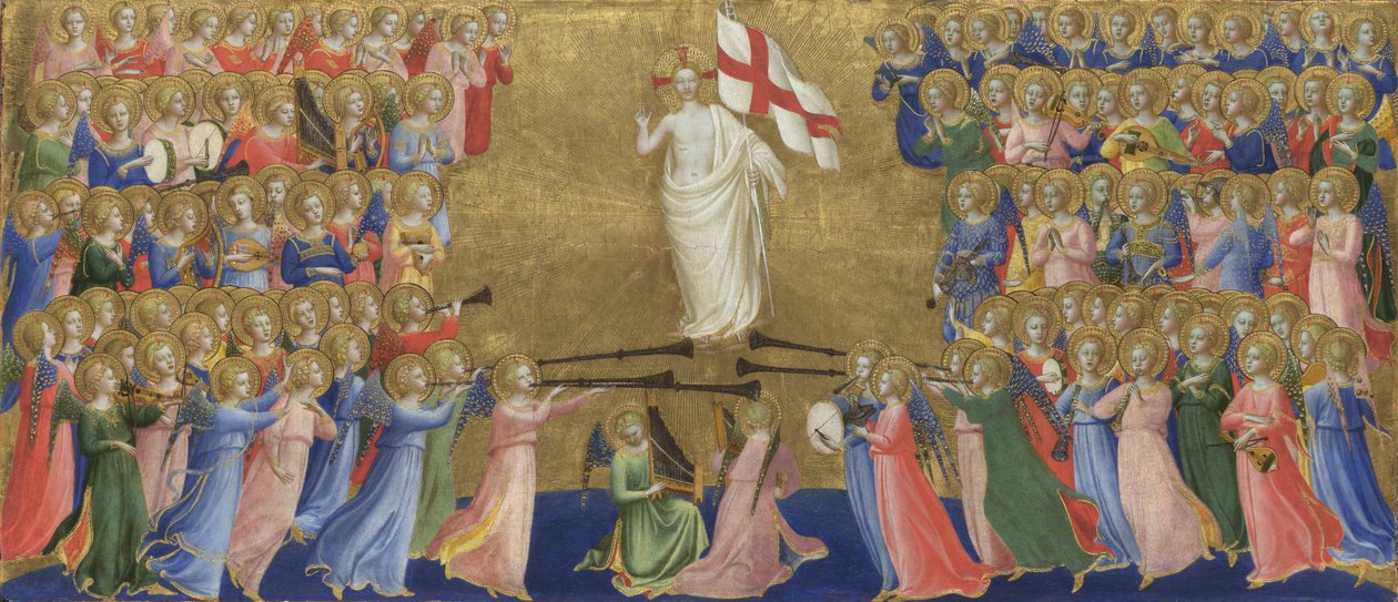 Christus Verheerlijkt in het Hof van de Hemel Paneel van het Fiesole San Domenico Altaarstuk, ca. 1423-1424 door Fra Giovanni Angelico da Fiesole