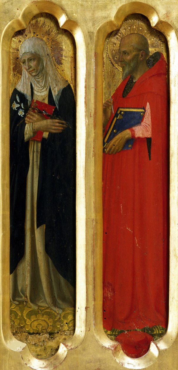Sint Catharina van Siena en Sint Hiëronymus van het Perugia Altaarstuk, ca 1437 door Fra Giovanni Angelico da Fiesole