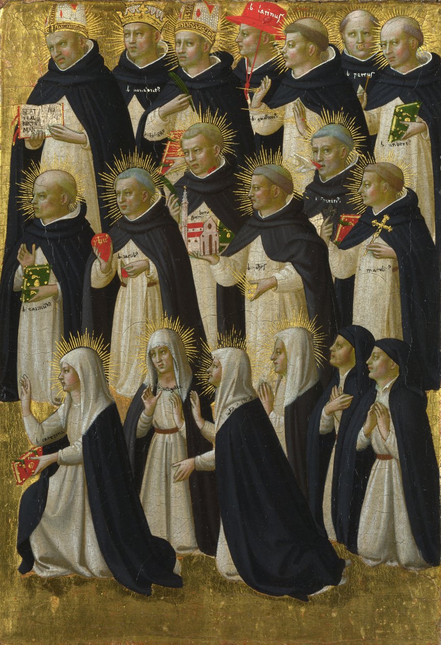 Het Dominicaanse Gezegende Paneel van het Fiesole San Domenico Altaarstuk, ca. 1423-1424 door Fra Giovanni Angelico da Fiesole