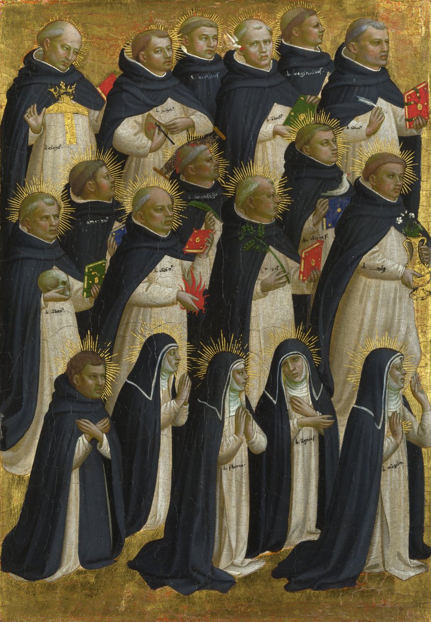 Het Dominicaanse gezegende paneel van het Fiesole San Domenico altaarstuk, ca. 1423-1424 door Fra Giovanni Angelico da Fiesole