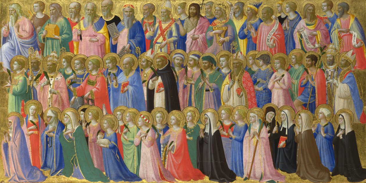 De Voorlopers van Christus met Heiligen en Martelaren Paneel van Fiesole San Domenico Altaarstuk, c. 1423-1424 door Fra Giovanni Angelico da Fiesole