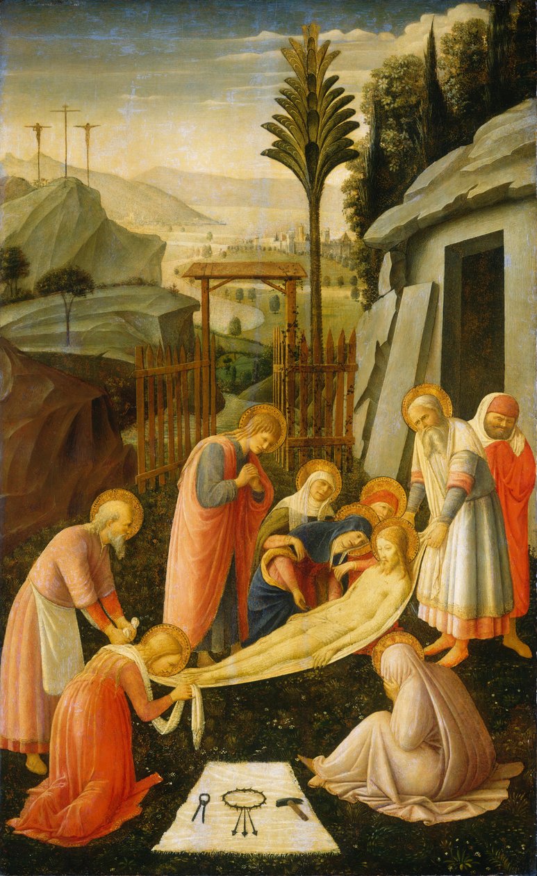 De graflegging van Christus, ca. 1450 (tempera op populierenpaneel) door Fra & Lippi F (c.1406-69) Angelico