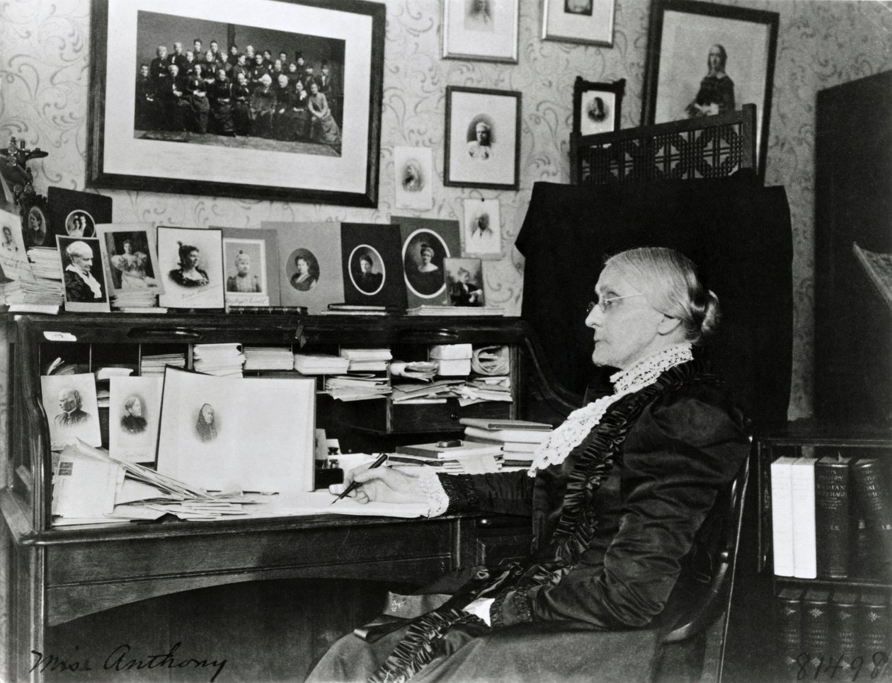 Susan Brownell Anthony 1899 (z/w foto) door Frances Benjamin Johnston