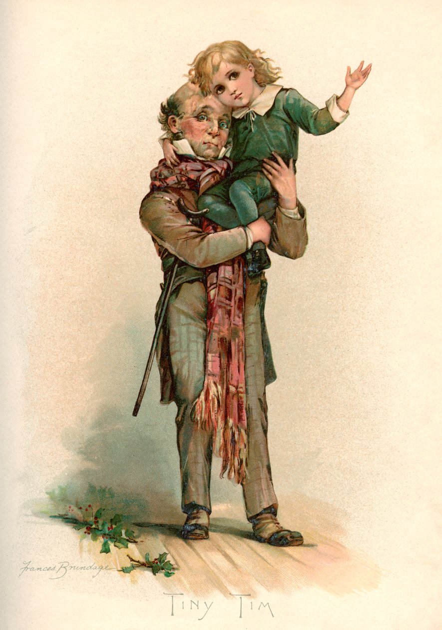 Bob Cratchit draagt Tiny Tim door Frances Brundage