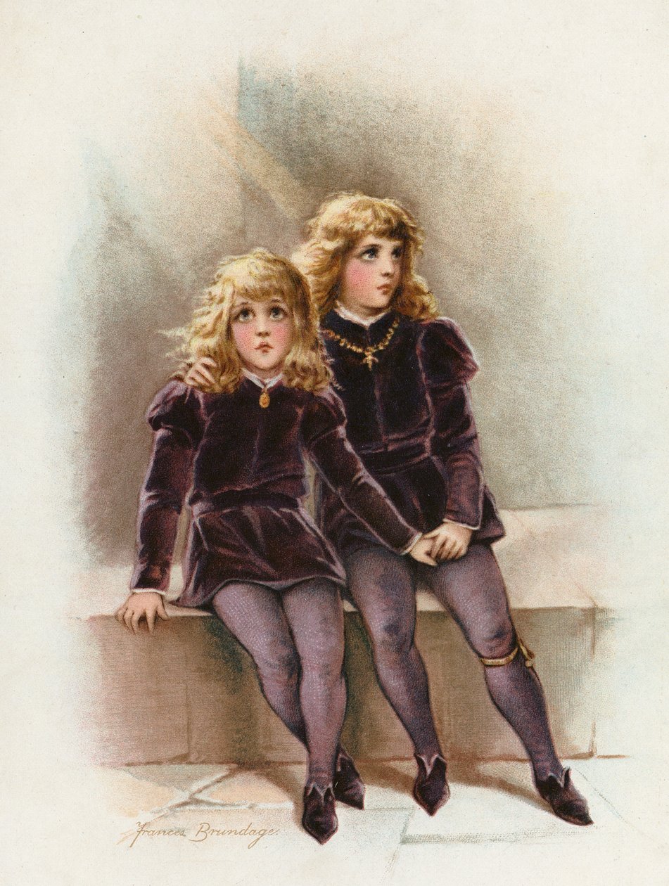 De prinsen in de toren (chromolitho) door Frances Brundage