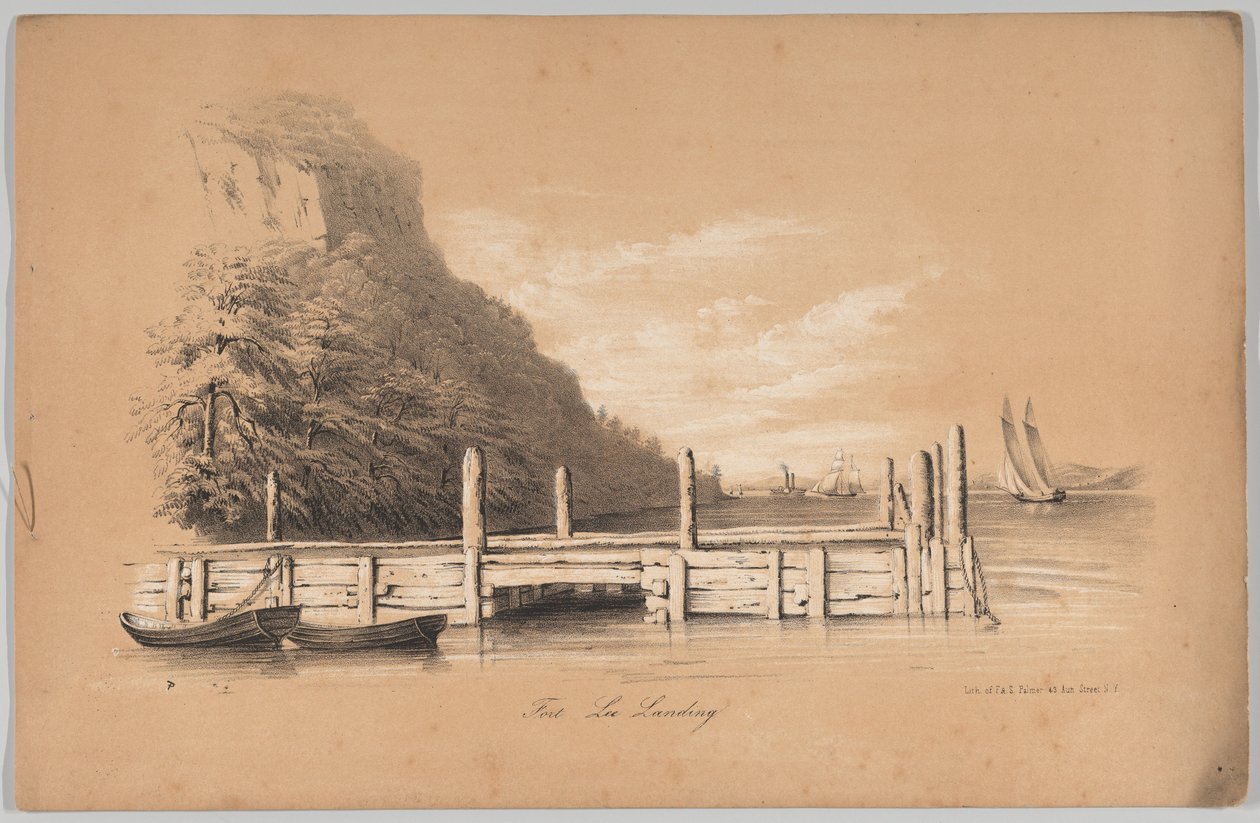 Fort Lee Landing, in: The New York Drawing Book, 1847 door Frances Flora Bond Palmer