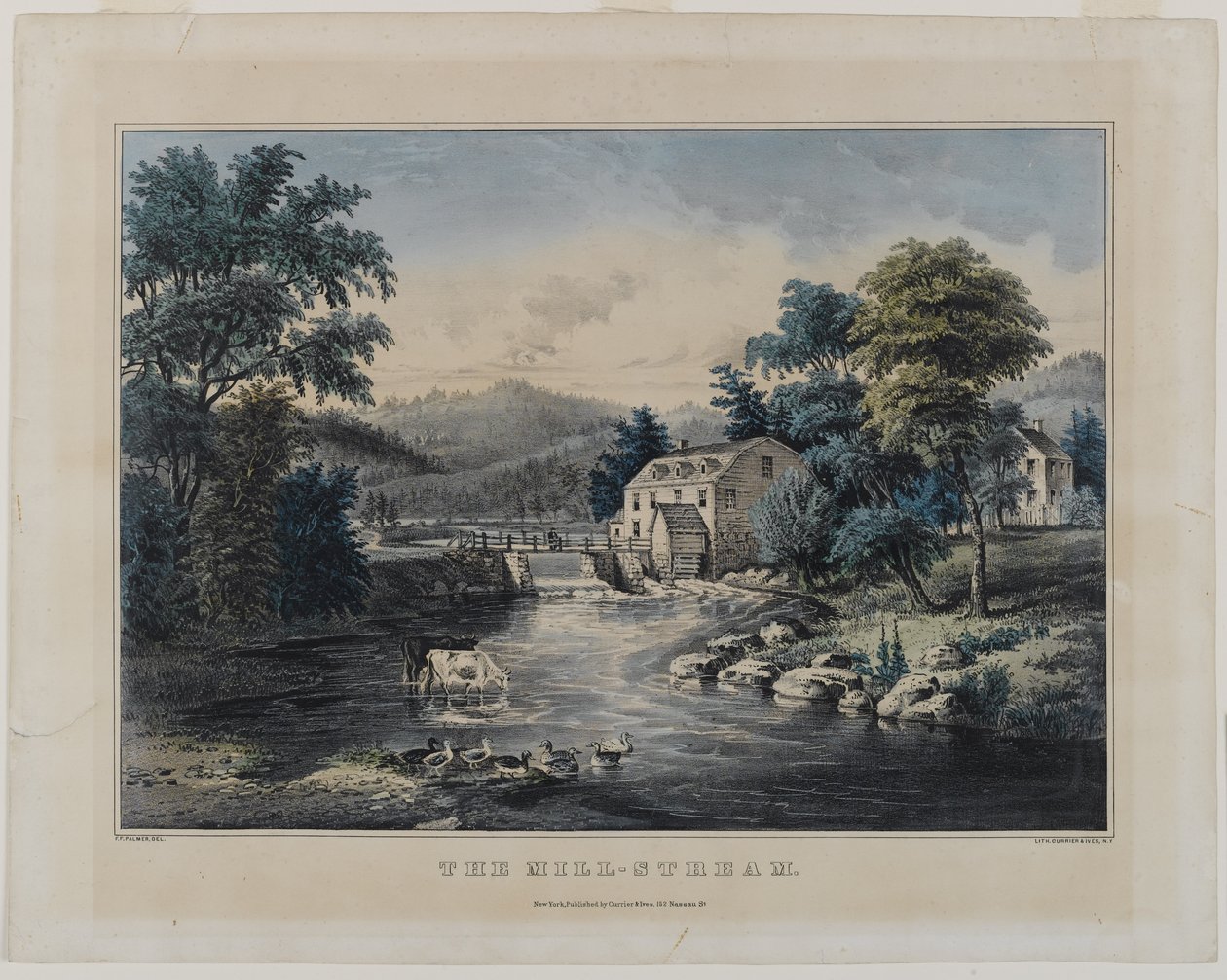 De molenbeek, uitgegeven door Currier & Ives, New York door Frances Flora Bond Palmer