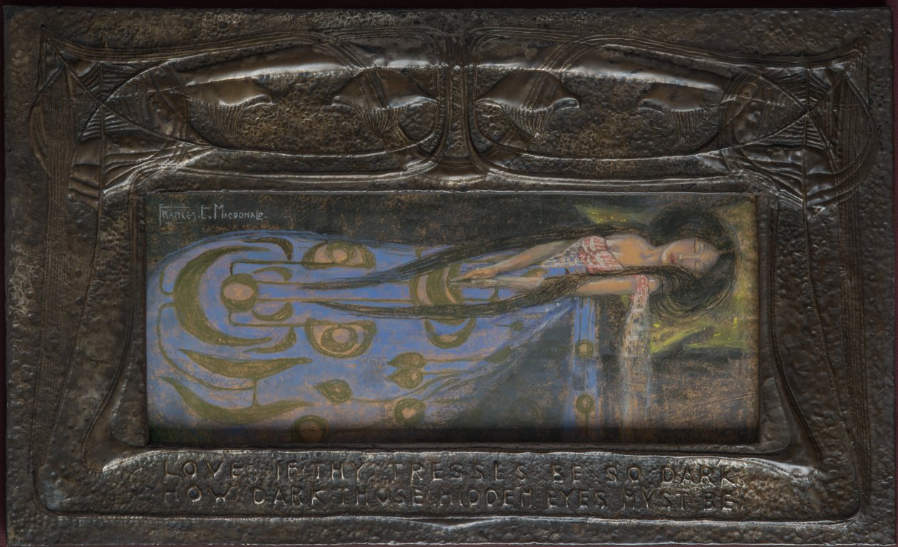 Liefde Als Uw Lokken Zo Donker Zijn Hoe Donker Moeten Die Verborgen Ogen Zijn, circa 1896 door Frances Macdonald