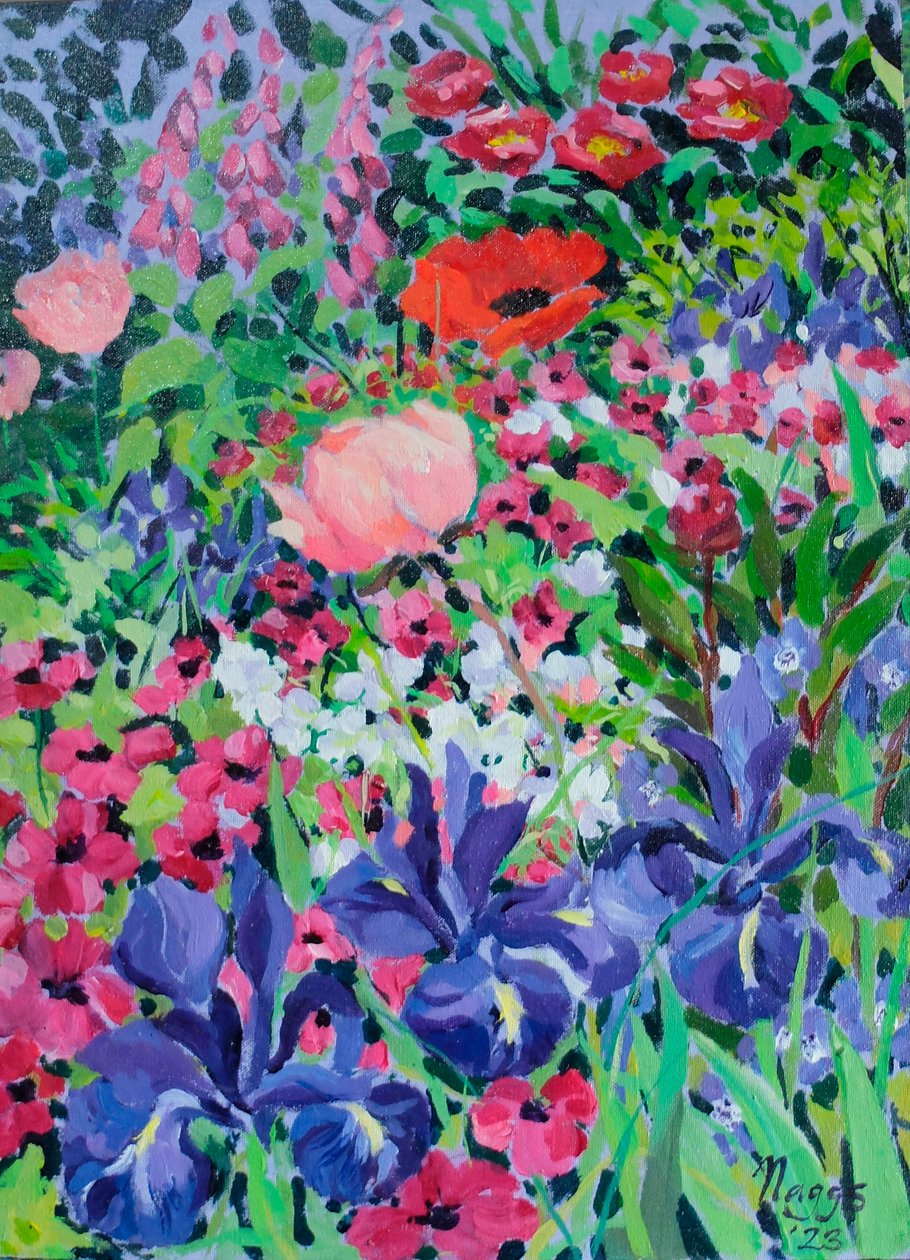 Zomergrens, 2023 (acrylverf op doek) door Frances Naggs