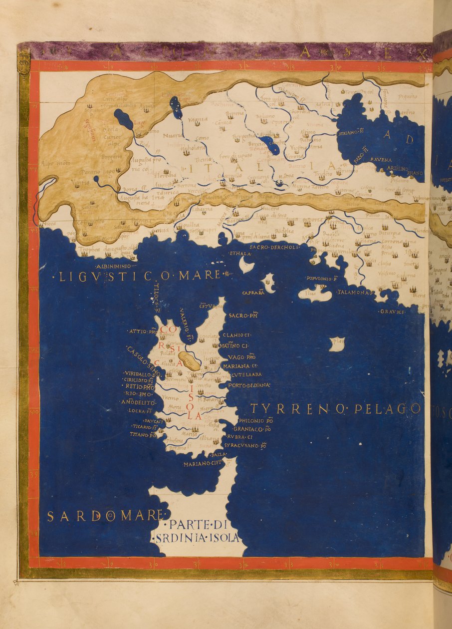 Kaart van Italië gebaseerd op Ptolemaeus