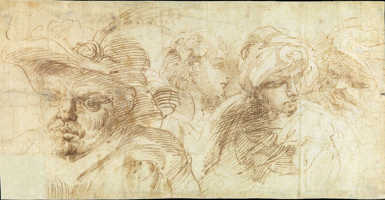 Studies van hoofden door Francesco Brizio