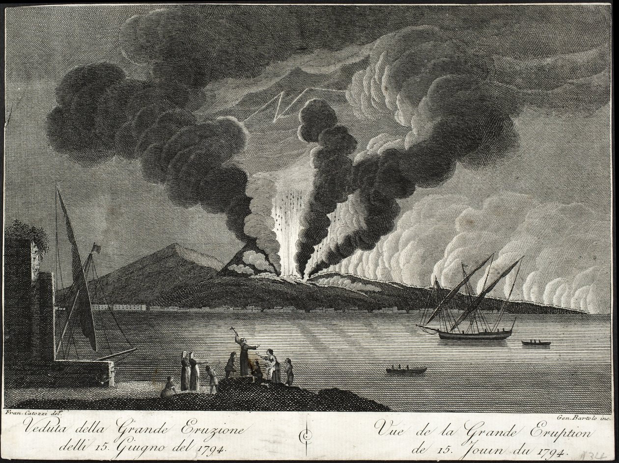Uitzicht op de grote uitbarsting, 15 juni 1794 door Francesco Catozzi