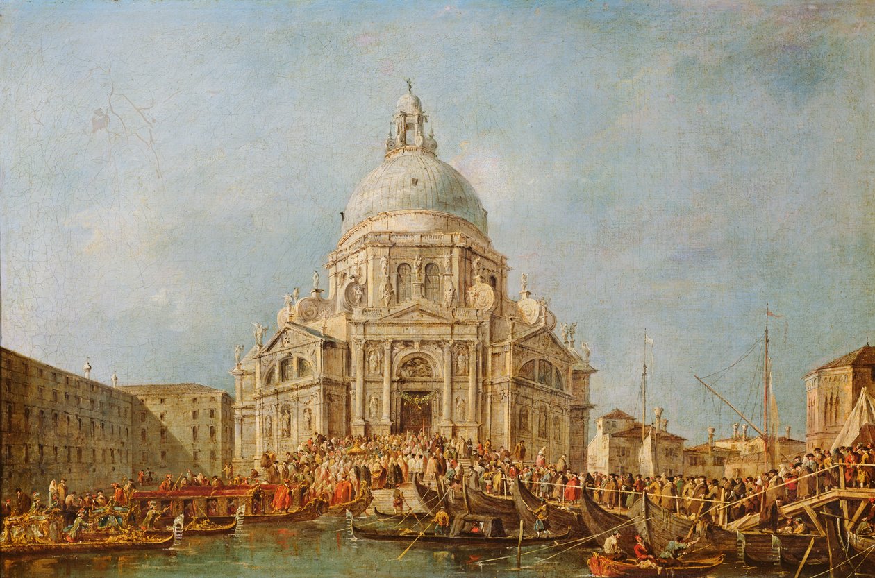 De Doge van Venetië op de Festa della Salute, 21 november, ter herdenking van het einde van de pest van 1630 door Francesco Guardi