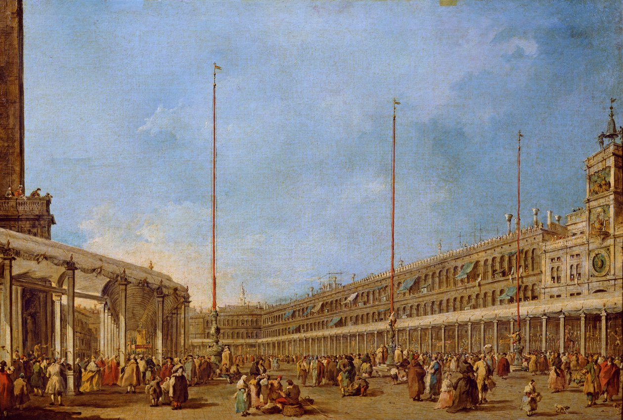 De processie van het Corpus Domini door het San Marcoplein, ca. 1766-70 door Francesco Guardi