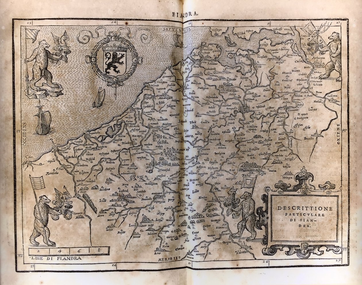 Kaart van Vlaanderen gepubliceerd door Francesco Guicciardini