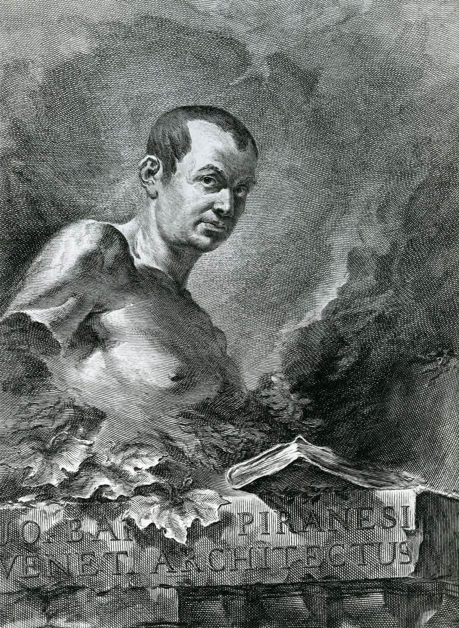 Portret van Giovanni Battista Piranesi, 1750 door Francesco Polanzani
