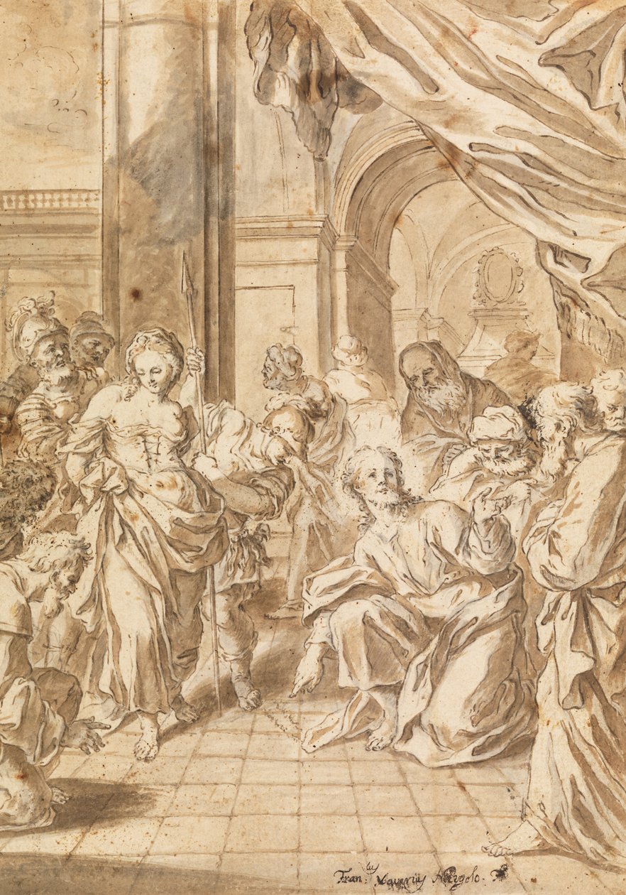 Christus en de overspelige vrouw door Francesco Saverio Mergolo