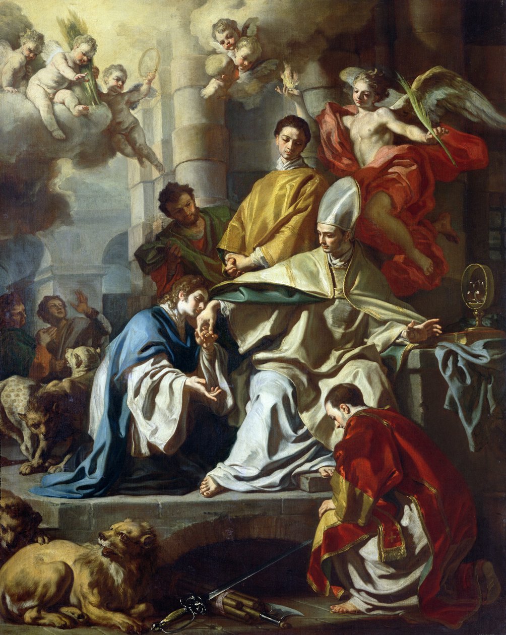 St. Januarius bezocht in de gevangenis door Proculus en Sosius door Francesco Solimena
