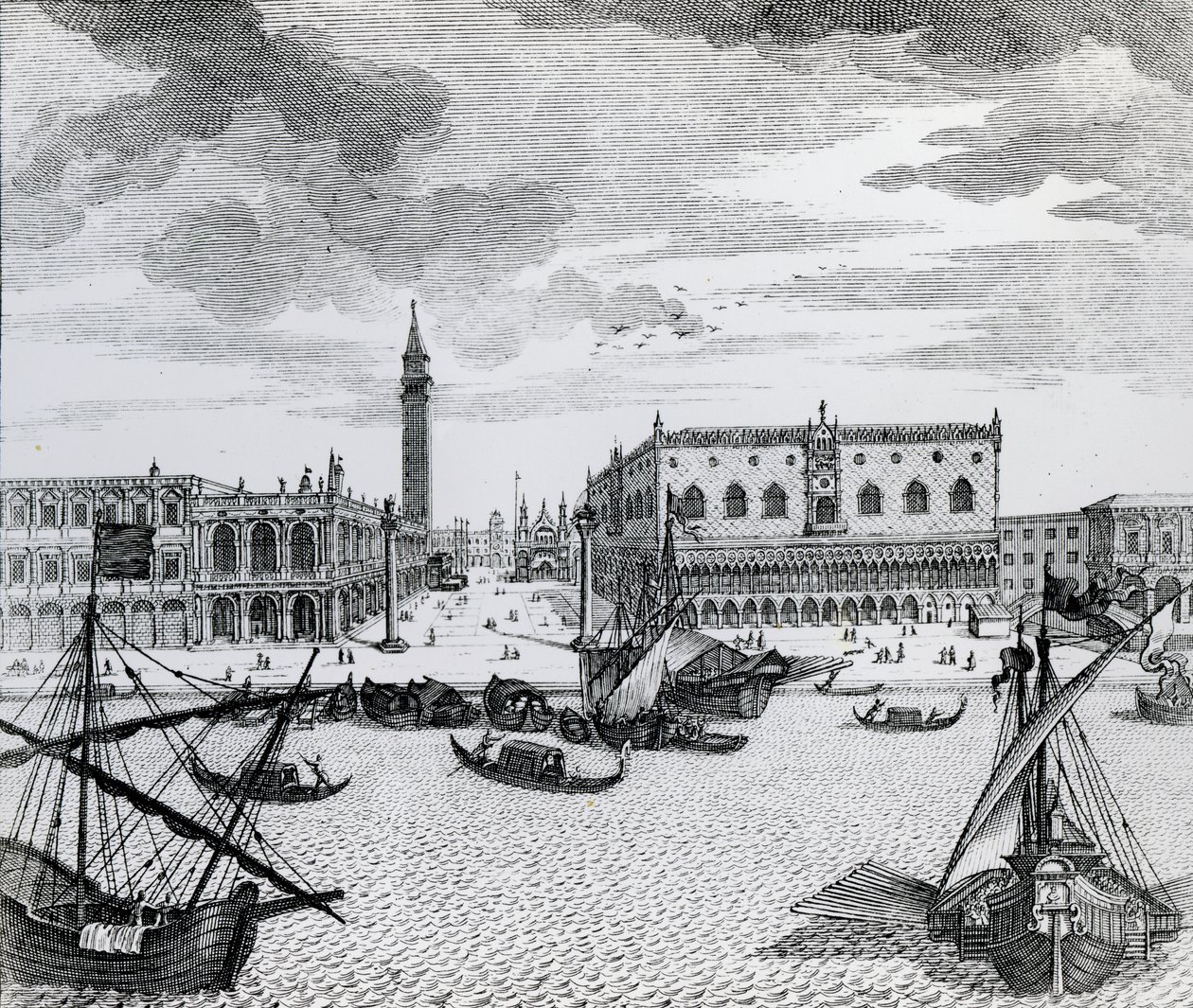 Uitzicht op Piazza San Marco vanaf het Bacino, Venetië door Francesco Zucchi